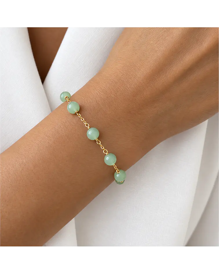 Pulseras de perla verde con cadena cod.00018