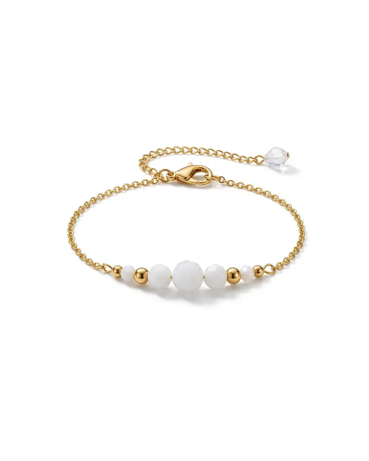 Pulsera cadena y perla blancas ﻿cod.00020