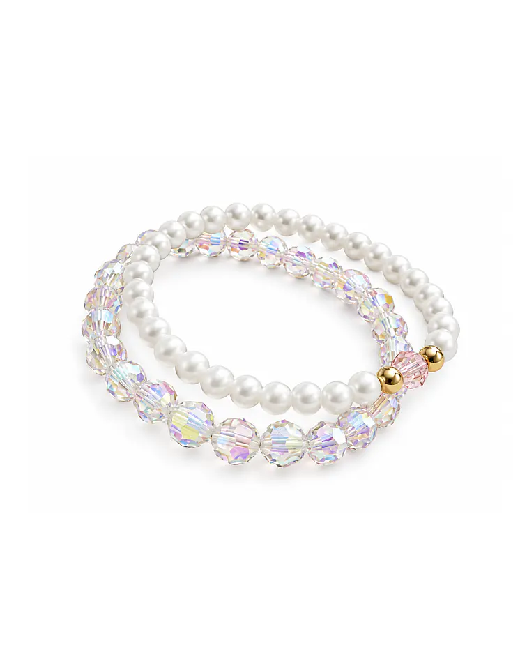 Conjunto de pulseras tornasol rosada y perla cod.00021