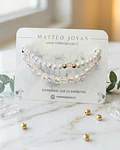 Conjunto de pulseras tornasol rosada y perla cod.00021