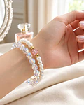 Conjunto de pulseras tornasol rosada y perla cod.00021
