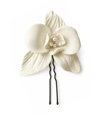HORQUILLAS DE FLOR DE ORQUÍDEA BLANCA PORCELANA