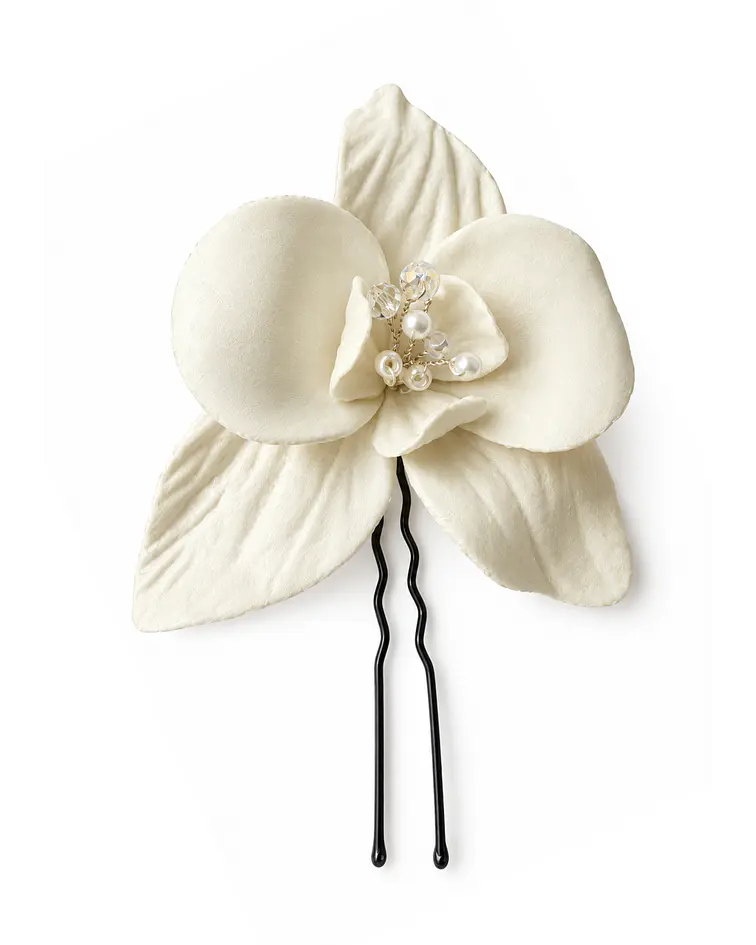 HORQUILLAS DE FLOR DE ORQUÍDEA BLANCA PORCELANA