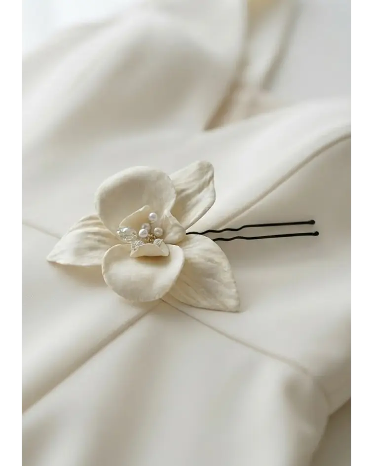 HORQUILLAS DE FLOR DE ORQUÍDEA BLANCA PORCELANA