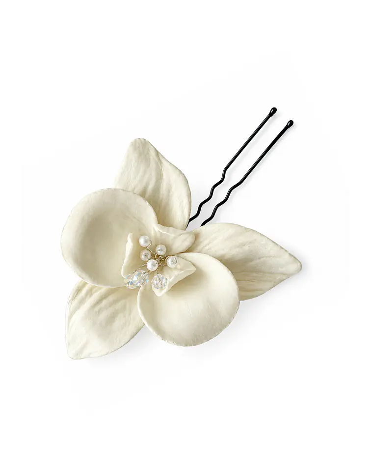 HORQUILLAS DE FLOR DE ORQUÍDEA BLANCA PORCELANA