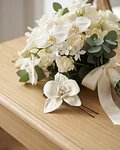 HORQUILLAS DE FLOR DE ORQUÍDEA BLANCA PORCELANA