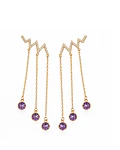 AROS COLGANTES RAY MORADO BAÑADO EN ORO 18K