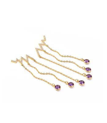 AROS COLGANTES RAY MORADO BAÑADO EN ORO 18K