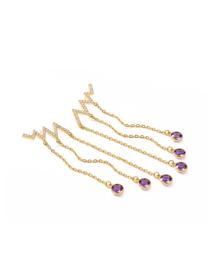 AROS COLGANTES RAY MORADO BAÑADO EN ORO 18K