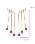 AROS COLGANTES RAY MORADO BAÑADO EN ORO 18K