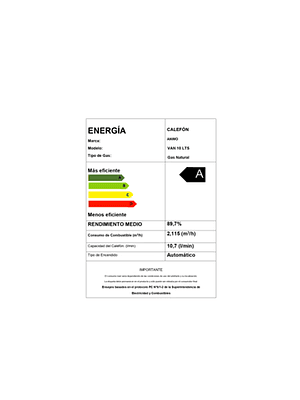 CALEFON MURAL ANWO 24 L/M HITECH HYDRO 42 TIRO FORZADO LPG