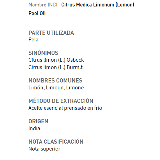 Aceite Extracto Co2 Aceite Limón NB: Citrus Limonum