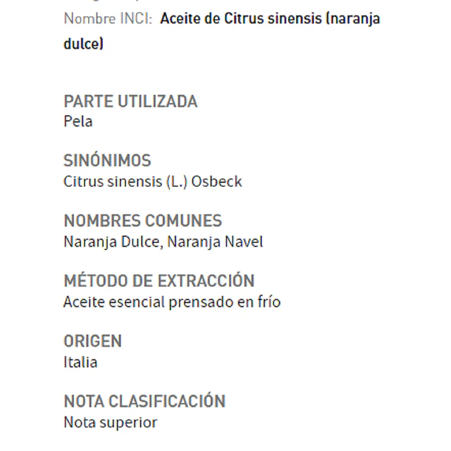 Aceite Naranja Dulce (Esencial)  (NUEVO) de Estados Unidos NB: Citrus Sinensis