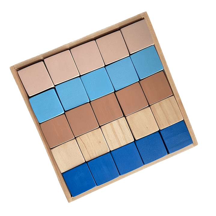 Bandeja 25 bloques de madera - Azul  2