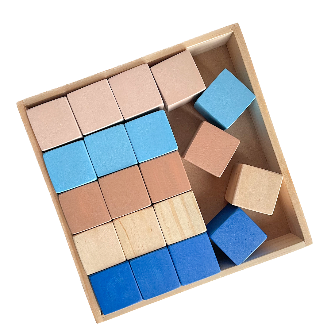 Bandeja 25 bloques de madera - Azul  1