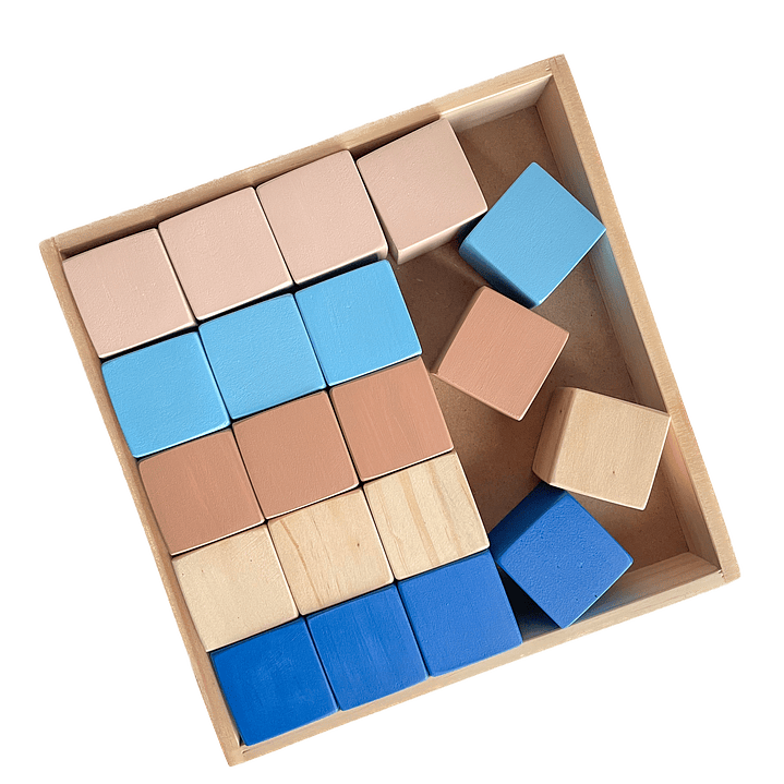 Bandeja 25 bloques de madera - Azul  1