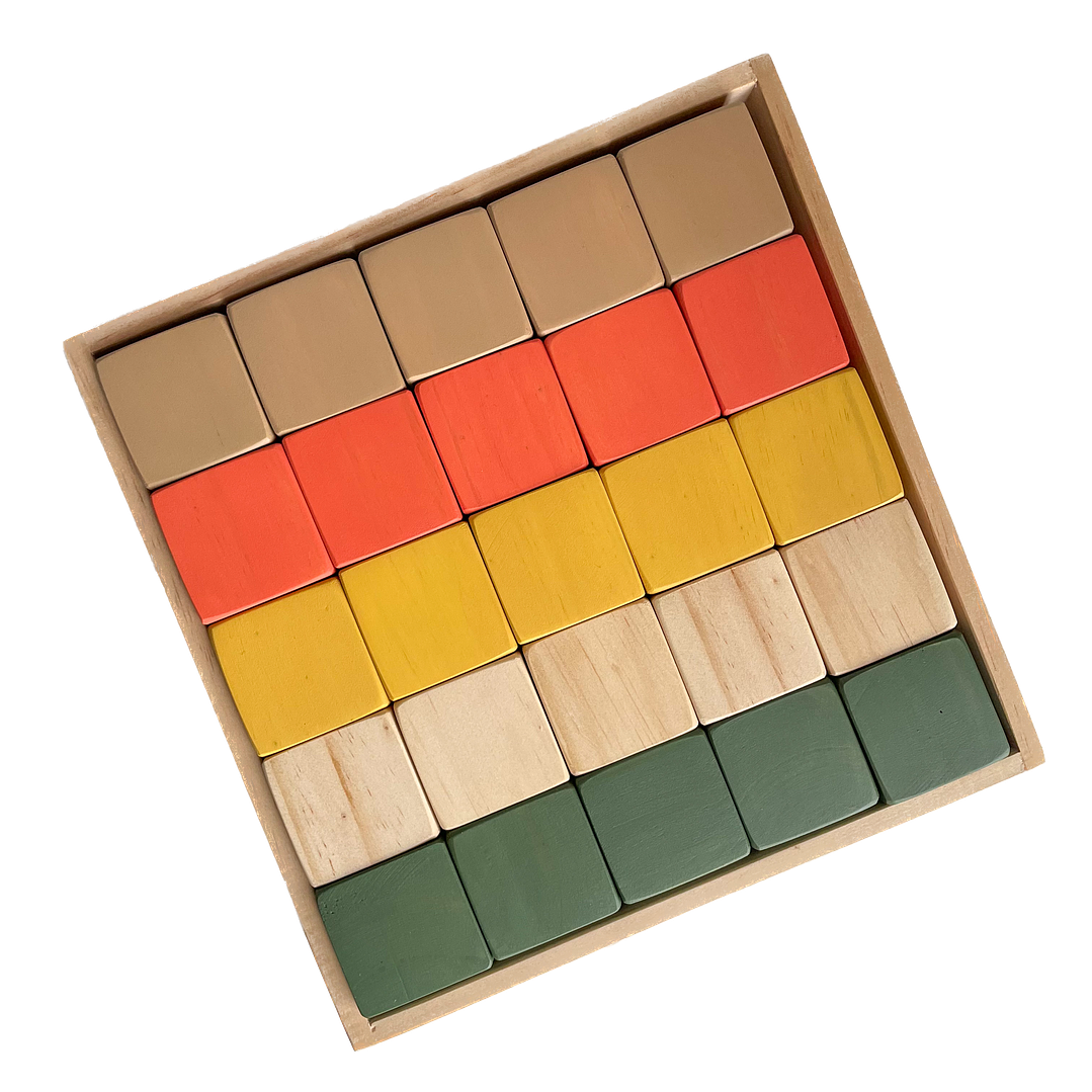 Bandeja 25 bloques de madera - Colores tierra 2