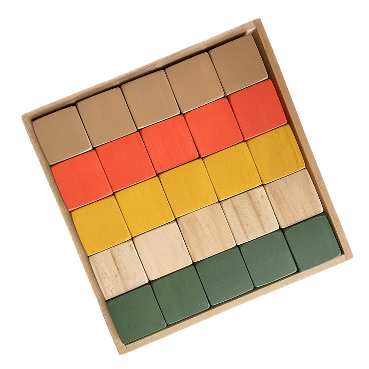 Bandeja 25 bloques de madera - Colores tierra 2