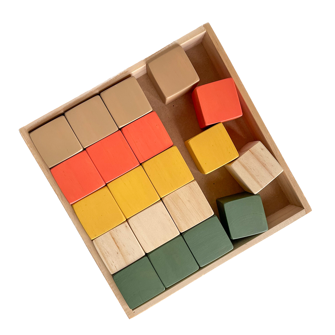 Bandeja 25 bloques de madera - Colores tierra 1