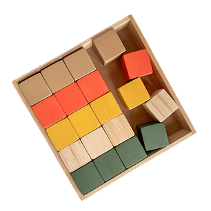 Bandeja 25 bloques de madera - Colores tierra