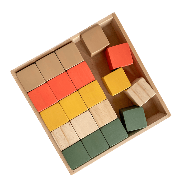 Bandeja 25 bloques de madera - Colores tierra 1