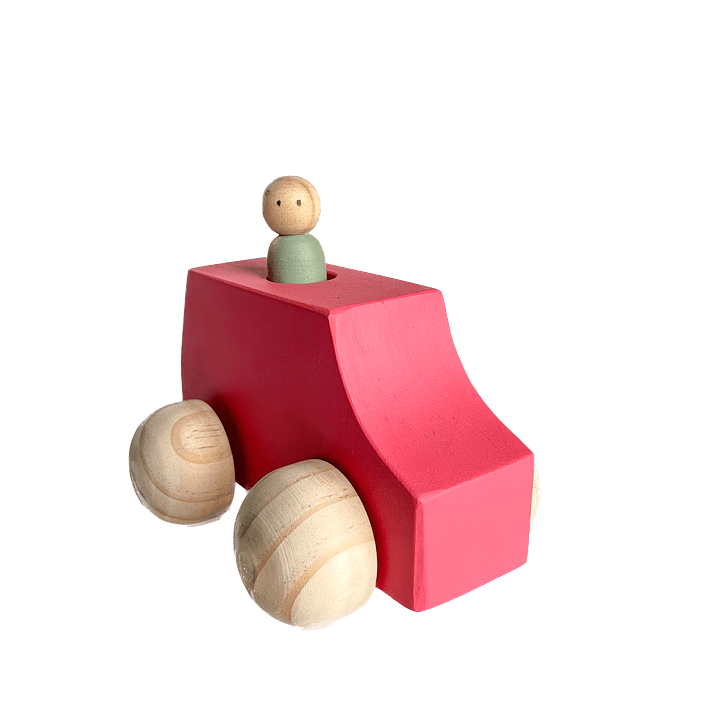Autito de madera - rojo 2
