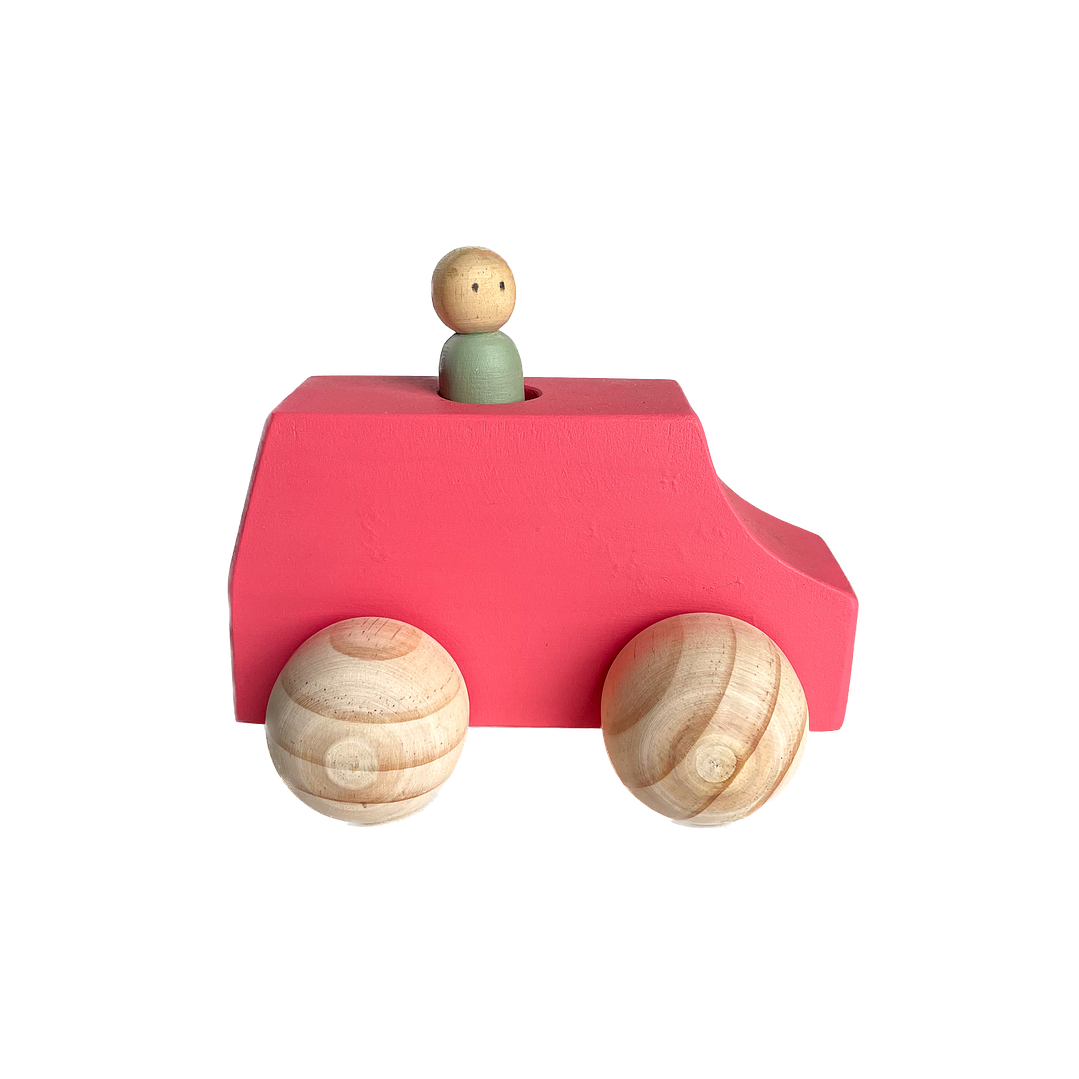 Autito de madera - rojo 1