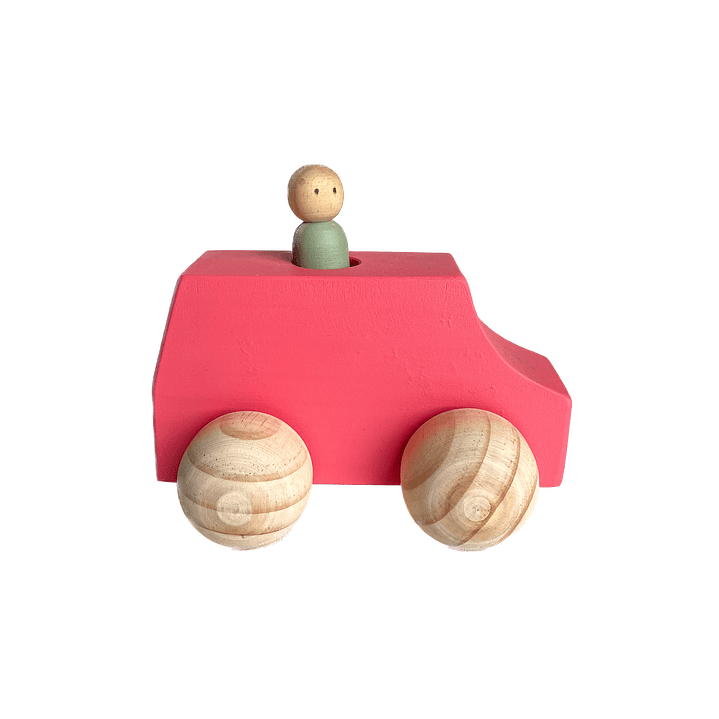 Autito de madera - rojo 1