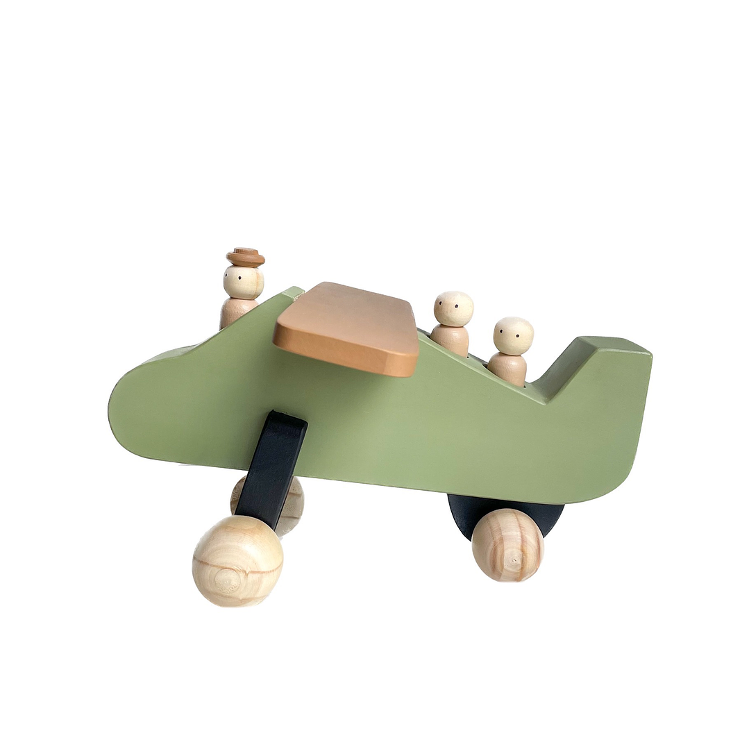 Avión de madera - verde 1