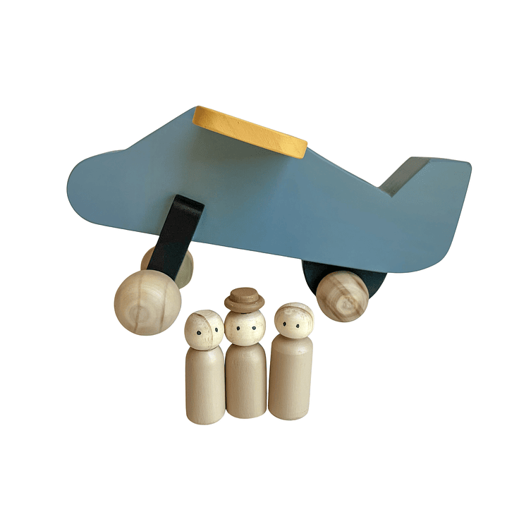 Avión de madera - Celeste  2