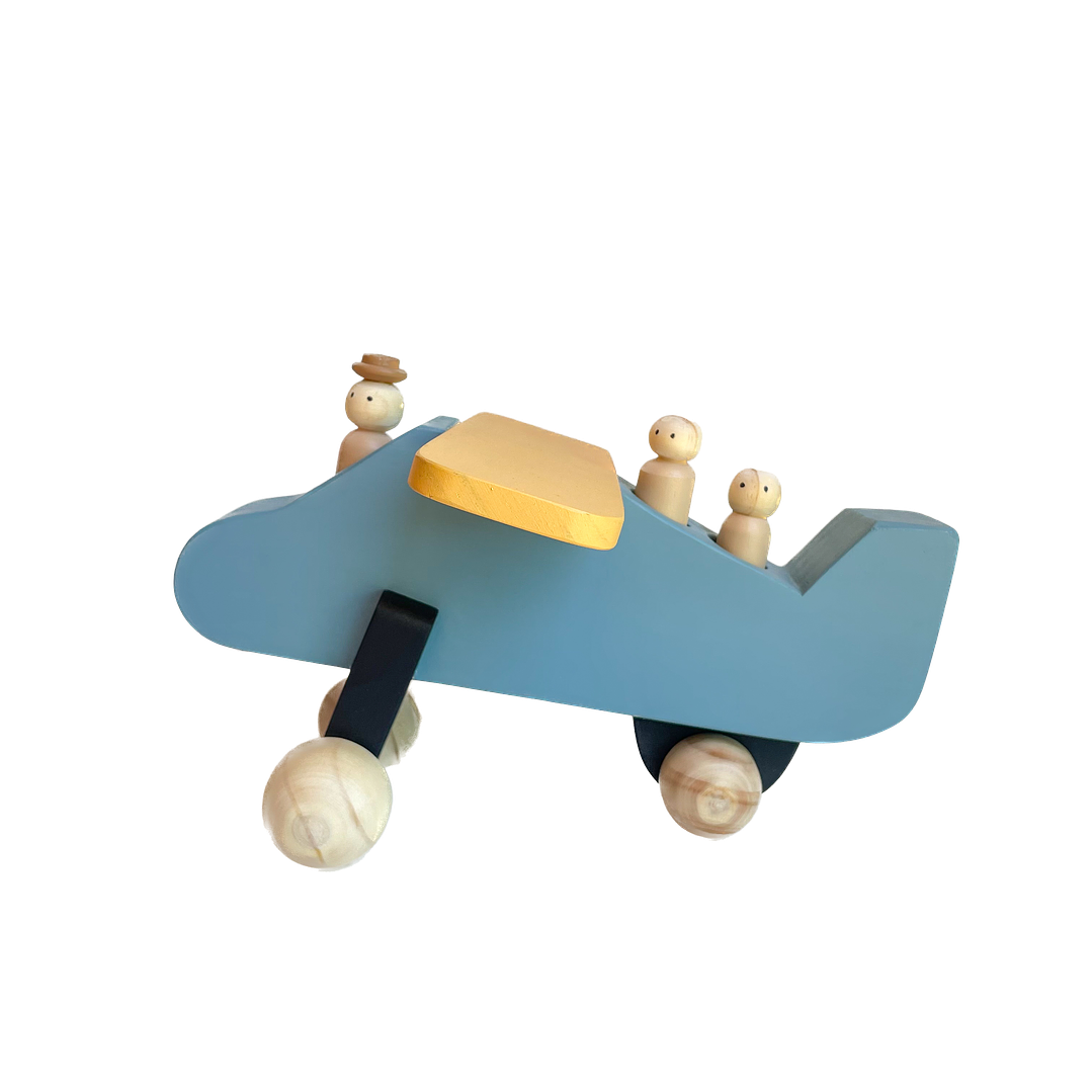 Avión de madera - Celeste  1