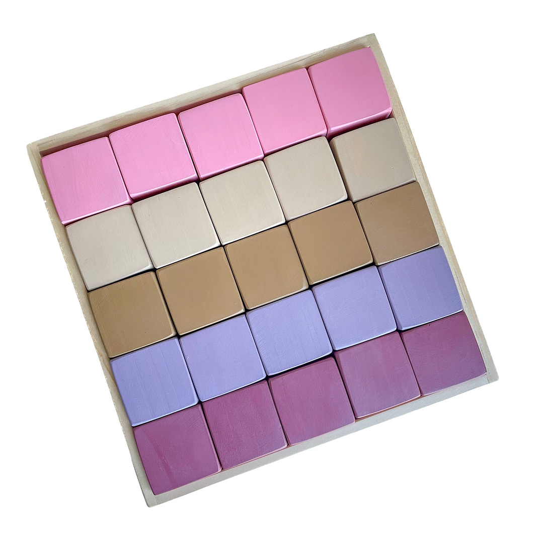 Bandeja 25 bloques de madera - Rosa 2