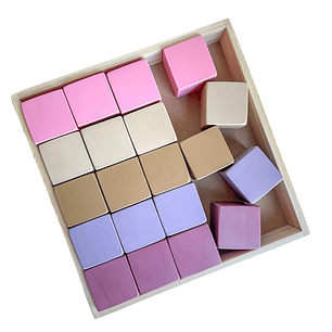 Bandeja 25 bloques de madera - Rosa