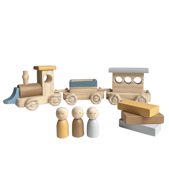 Tren de madera - Celeste 2