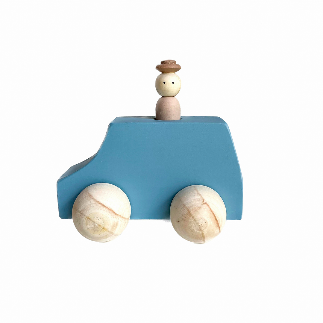 Autito de madera - Celeste 1