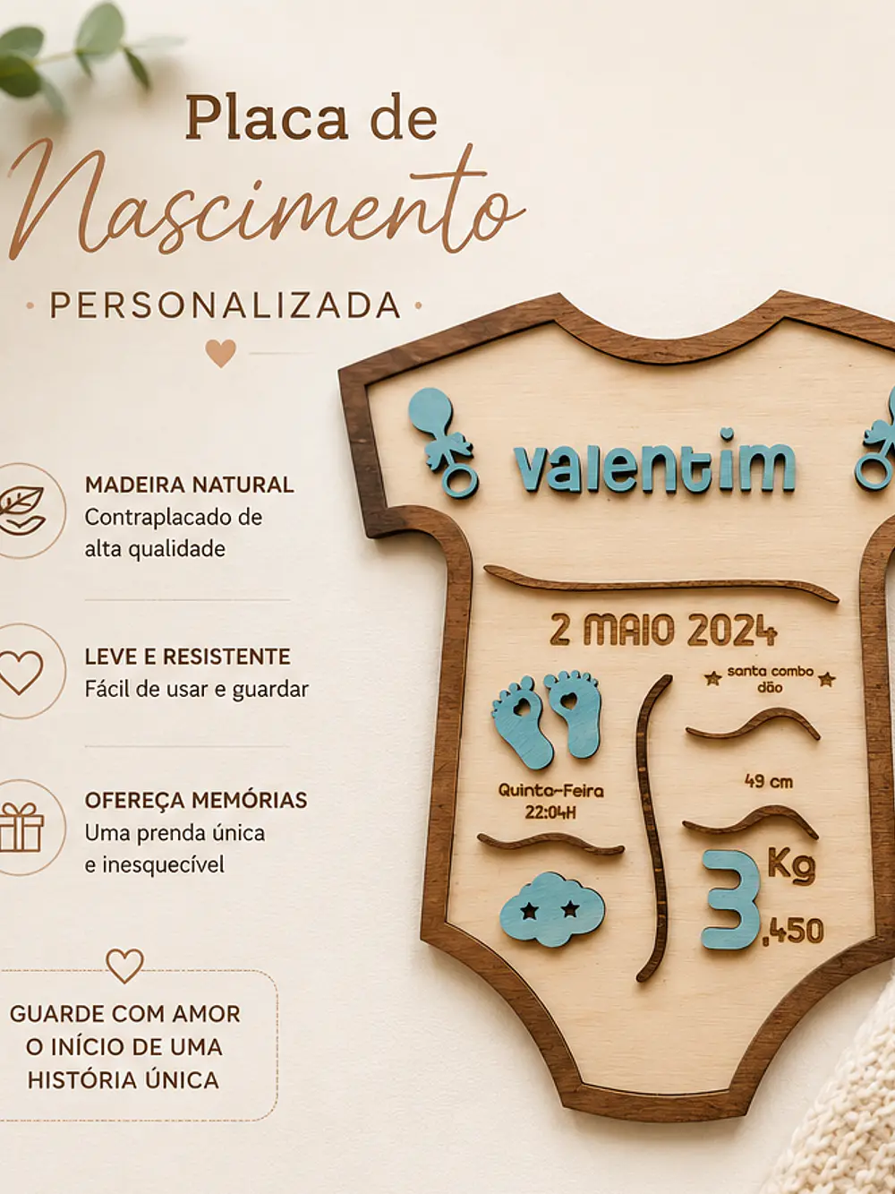 Placa Nascimento - Body 1