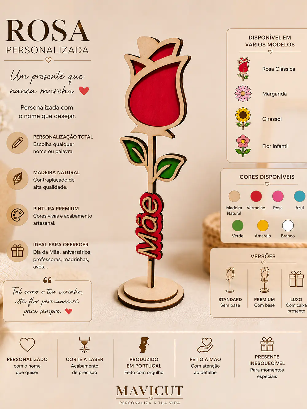 Rosa Personalizada Mãe 1