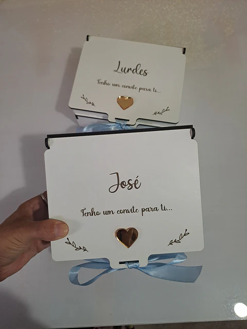 Kit Convite para Padrinhos | Caixa Personalizada + Puzzle Coração