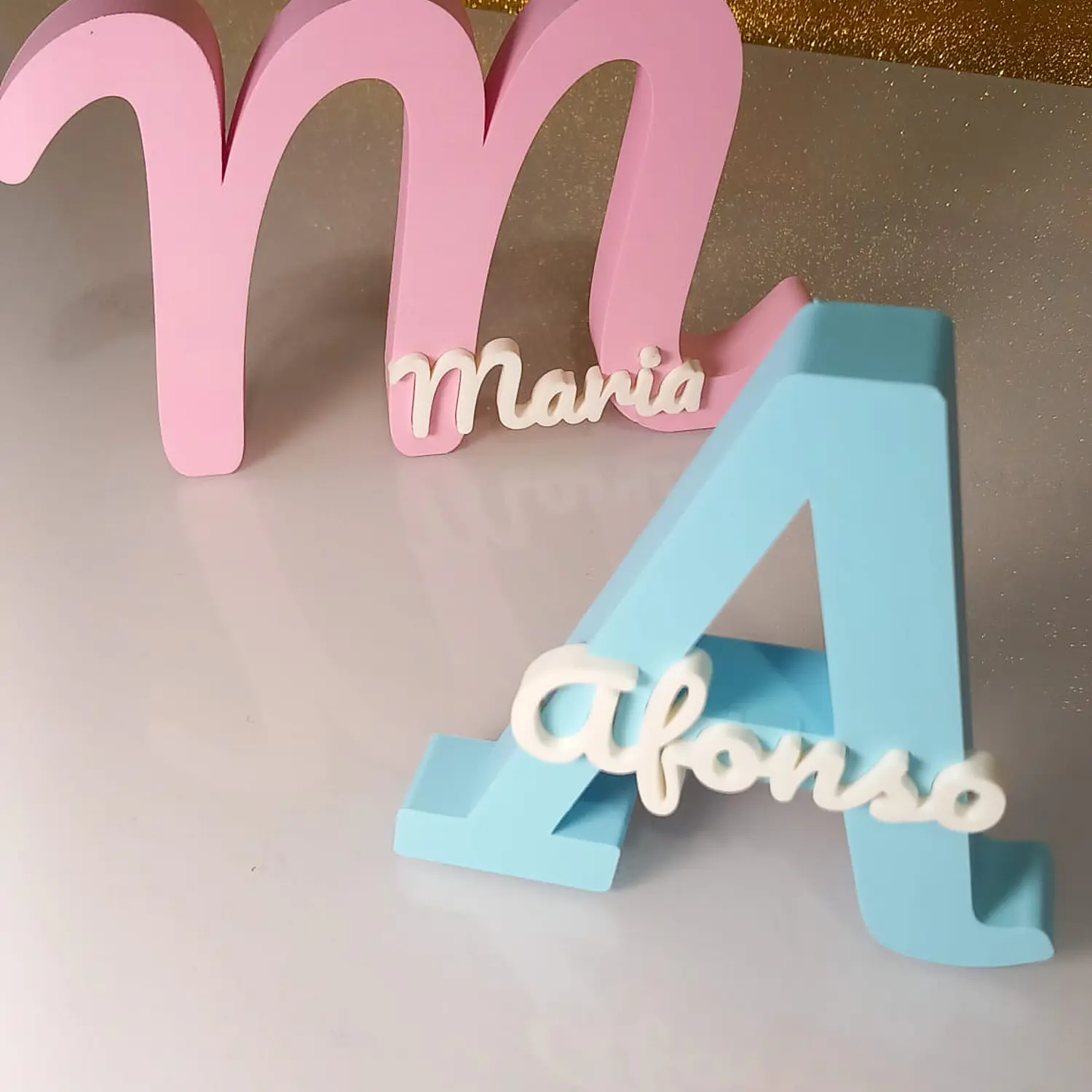 Letra Inicial 3D com Nome Personalizada 3