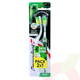 PACK 2x CEPILLO DENTAL PEPSODENT SAL DE BAMBÚ (SUAVE)