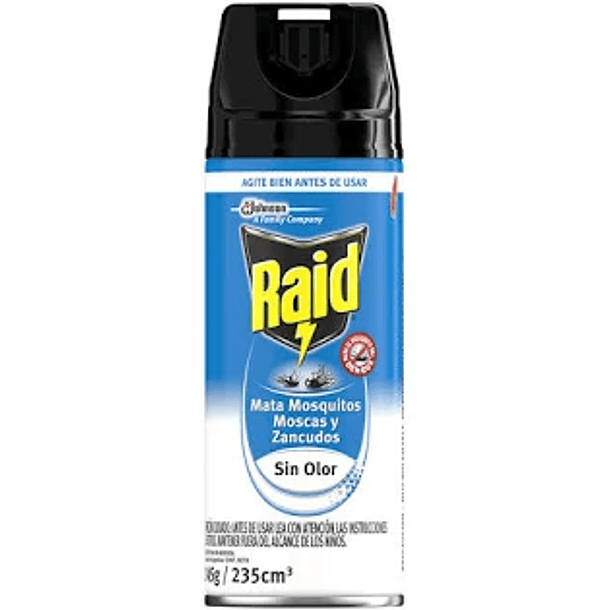 INSECTICIDA SPRAY RAID MATA MOSCAS, MOSQUITOS Y ZANCUDOS 235cc