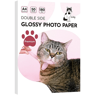 PAPEL DOBLE FAZ GLOSSY 180 GRAMOS A4 DE 50 HOJAS