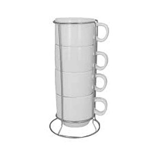 Set de Tazones Blancos Sublimables 6oz con Soporte.