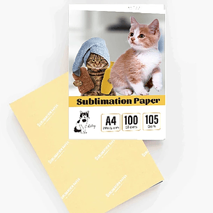 PACK 4 TINTAS 80 ML SUBLIMACION + 1 RESMA PAPEL SUBLIMACION AMARILLO DE 100 HOJAS