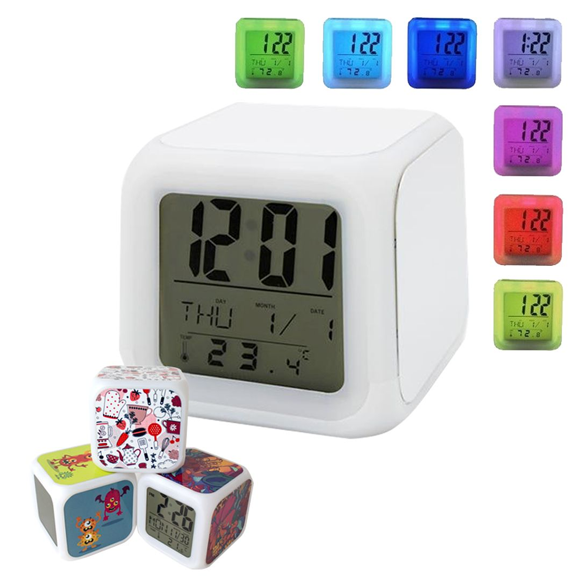 RELOJ DIGITAL CAMBIA COLOR CON 3 PLACAS  SUBLIMABLES 2