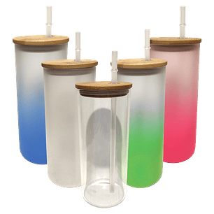 Vaso recto tapa Bambu 20oz con Bombilla Sublimable