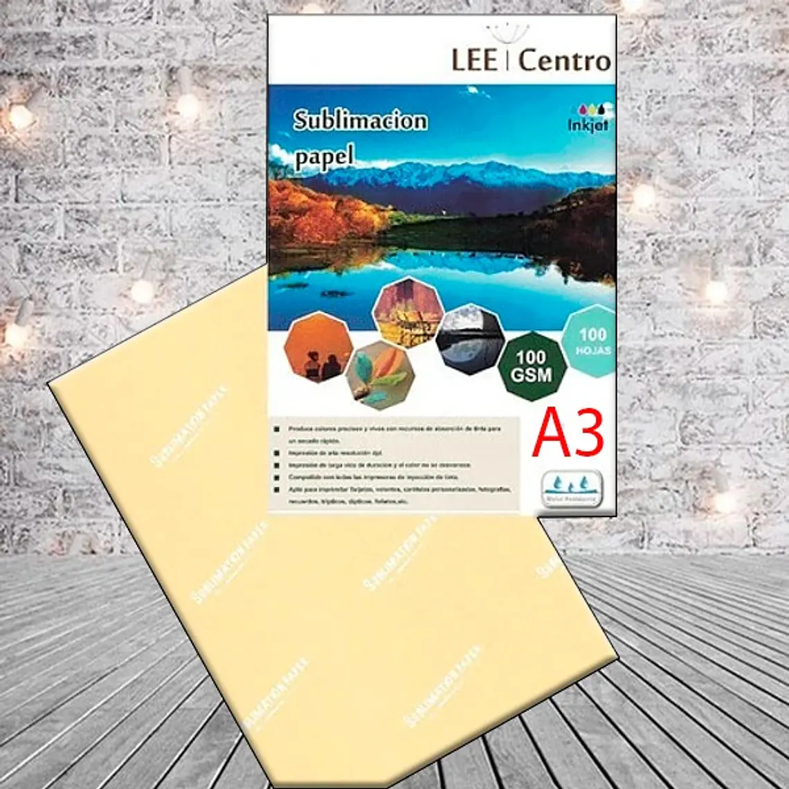 PAPEL SUBLIMACION AMARILLO 100gr A3 50 HOJAS 1