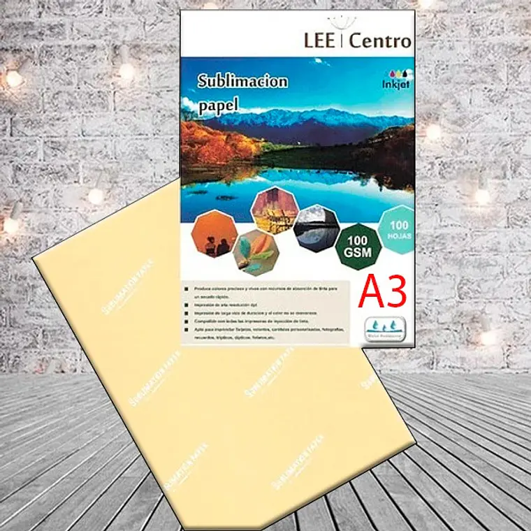 PAPEL SUBLIMACION AMARILLO 100gr A3 50 HOJAS 1