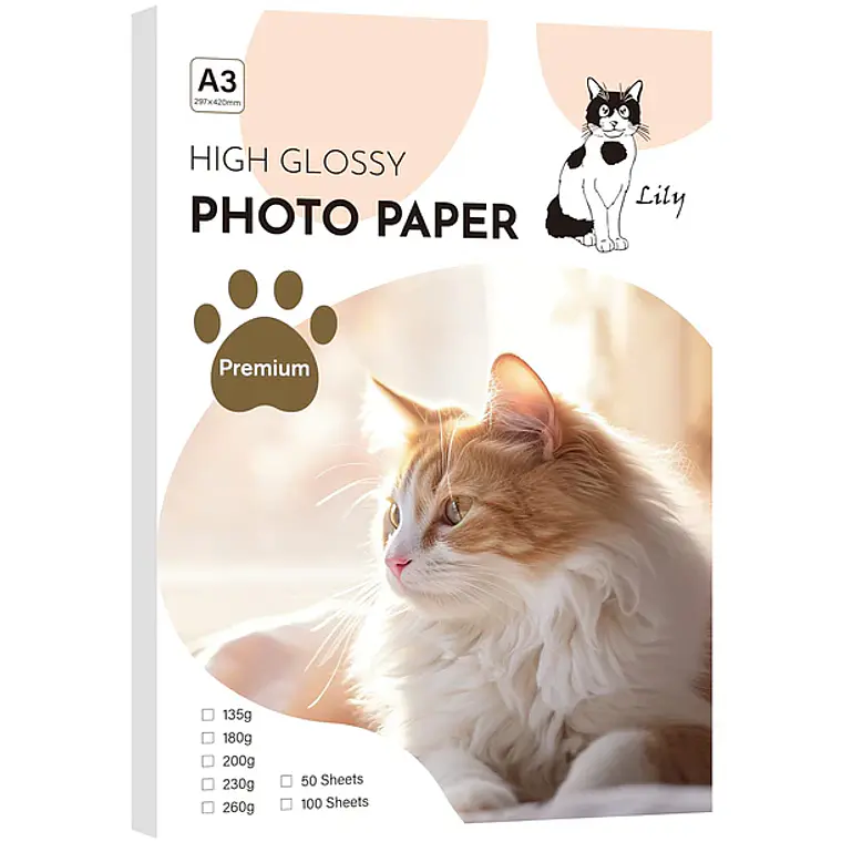 PAPEL FOTO GLOSSY A3 135gr 100 HOJAS 1