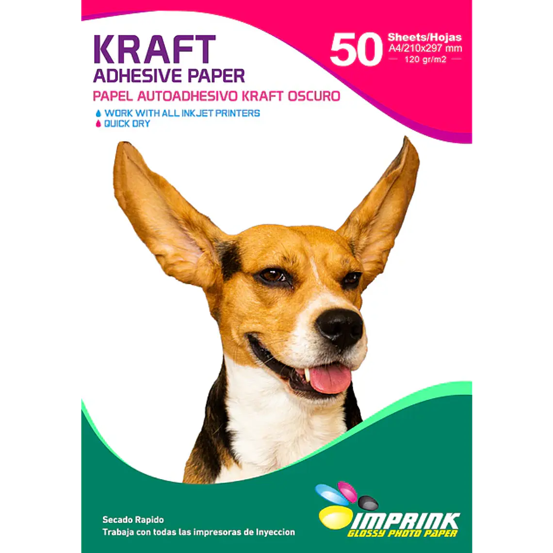 PAPEL ADHESIVO KRAFT 120gr A4 50 HOJAS 1